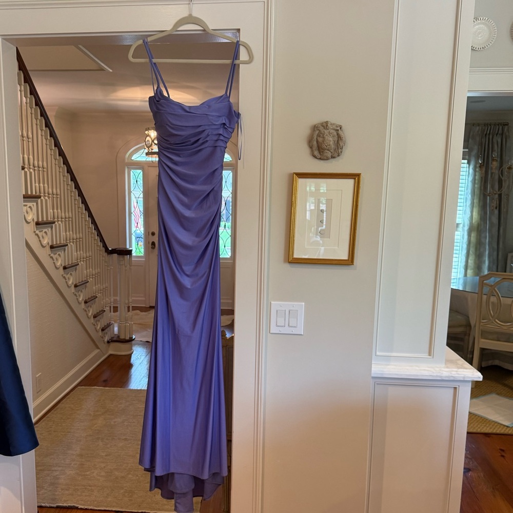 La Femme Purple Stunning Dress Draped